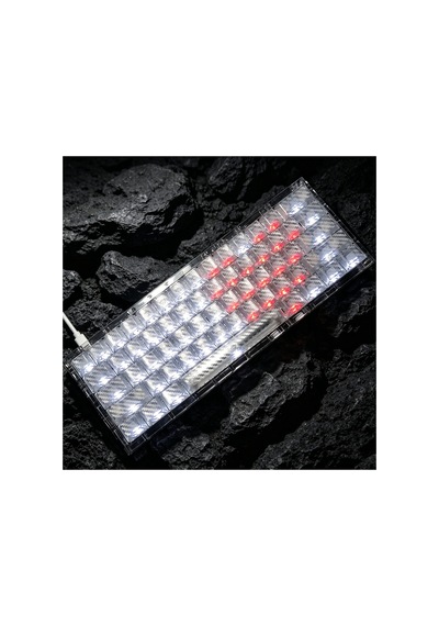 Leaven 119 Tuşlu Kumaş Dokulu Buz Karbon Desenli  Profil Rgb Cherry Mx Uyumlu Aydınlatmalı Pbt Tuşları - Şeffaf