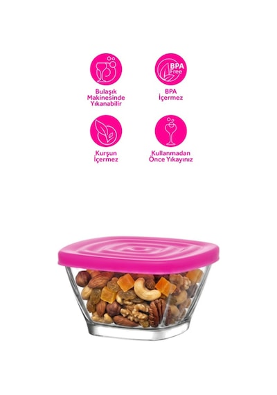 Lav Defne Cam Saklama Kabı 2'li Küçük Boy 315 ml Kare Pembe Plastik Kapaklı (Kahvaltılık ) Lav Defne Cam Saklama Kabı 2'li Küçük Boy 315 ml Kare Pembe Plastik Kapaklı (Kahvaltılık )