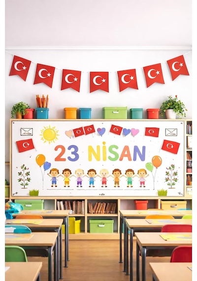 23 Nisan Süsleri 23 Nisan Hediyeleri İpli Ay Yıldızlı Bayrak 10 Lu Flama