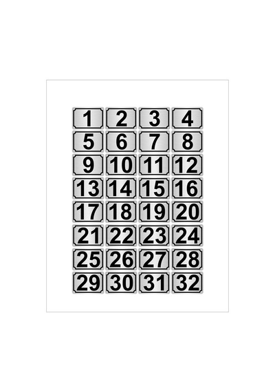 Metal Kapı,masa,dolap Numarası 10cmx15cm 32 Adet Dikdörtgen (1…32) Gümüş Renk Metal