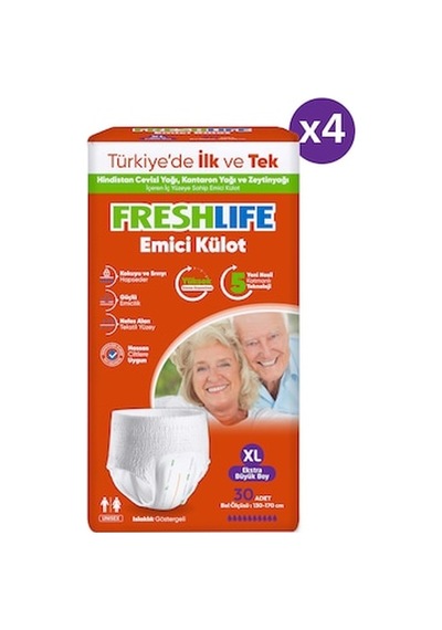 Freshlife 4'lü Emici Külot Xlarge 30x4 120 Adet XL