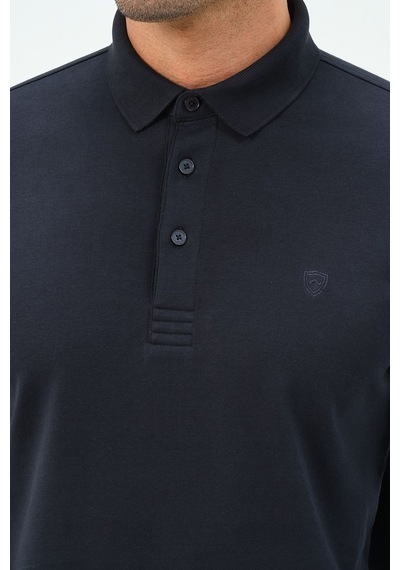 Uzun Kollu Regular Fit Erkek Polo Yaka T-shirt Lacivert