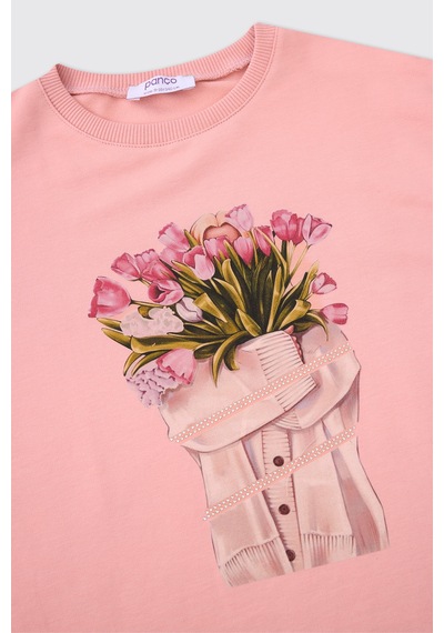 Panço Kız Çocuk Pudra Sweatshirt 2521gk08055 Pembe