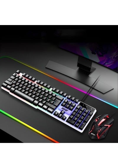 Snt Tf-230 Rgb Gaming Klavye Mouse Seti Oyuncular İçin Işıklı Klavye & Mouse Set Optik