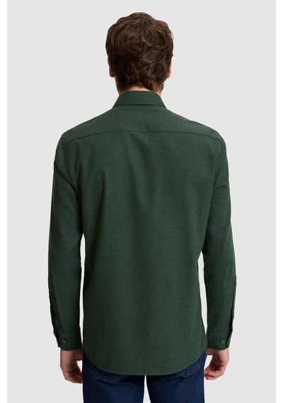 U.S. Polo Assn. Erkek Koyu Yeşil Slim Fit Uzun Kollu Basic Gömlek 50332397-vr079 Koyu Yesıl