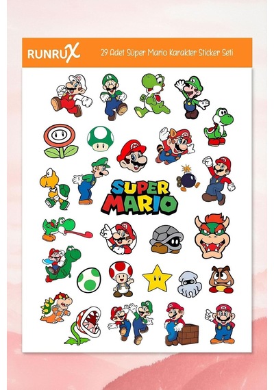 Süper Mario Etiket - Ajanda, Defter, Laptop, Telefon, Scrapbook Sticker