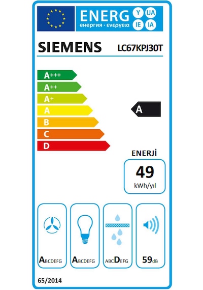 Siemens LC67KPJ30T Duvar Tipi Davlumbaz 60 CM Siyah