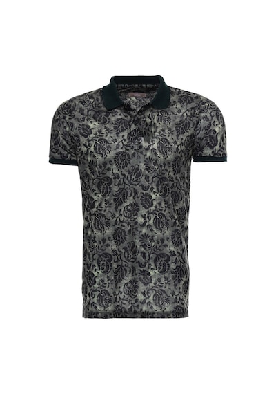 Yake Store Yeşil Çiçek Desenli Polo Yaka T-shirt - Wessi - Yeşil siyah