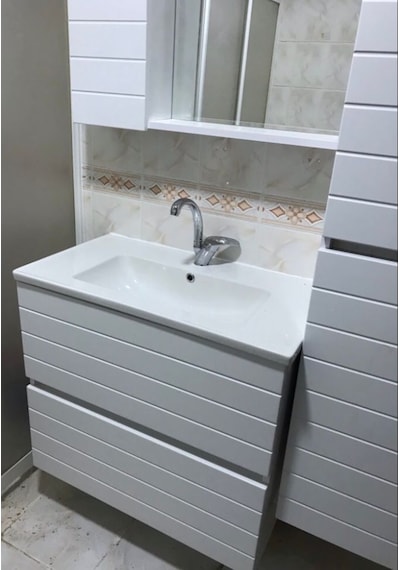 Rmr 3 Lü Banyo Dolabı Takımı 80 Lik Lavabo + Mebran Kapak +
