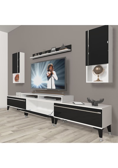 Decoraktiv Ekoflex 270ta Mdf Silver Tv Ünitesi Tv Sehpası Beyaz - Siyah