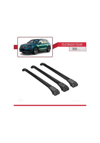 Volkswagen Tiguan 2020-2023 Arası İle Uyumlu Ace-1 Ara Atkı Tavan Barı Siyah 3 Adet Bar