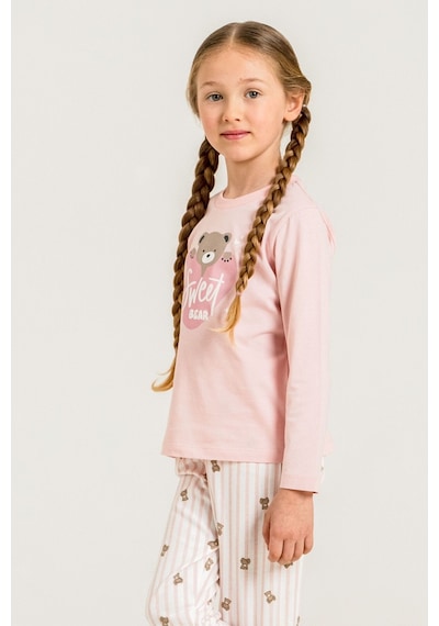 Rolypoly Kız Çocuk Sweet Bear Pembe Uzun Kol Pijama Takım Rp3911-c-v1 Rp3911-c-v1