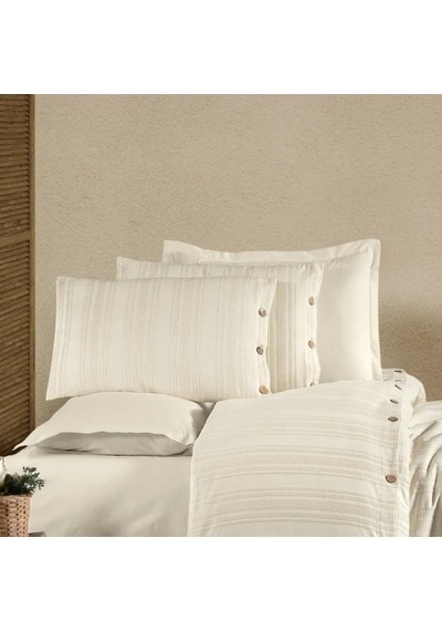 Zebra Casa Likya Çift Kişilik 6 Parça Nevresim Takımı Krem Renk Krem - Kahverengi
