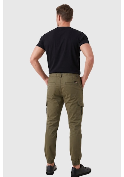 Deepsea Erkek Slim Fit Likralı Haki Kargo Cepli Jogger Pantolon İpli Bel Lastikli Paça 2600589