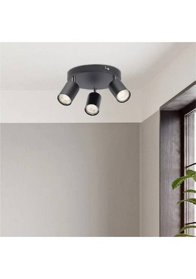 Riolight Modern2 Siyah Mutfak,salon,giyinme Odası,cafeler İçin Gün İşiğı Metal 3lü Spot Ampul Dahil 3'lü Siyah