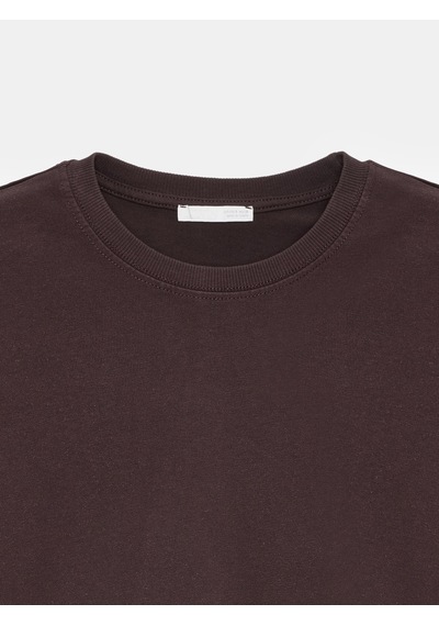 Dilvin 31017 %100 Pamuk Basic T-shirt-koyu Kahve Kahverengi