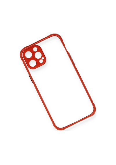 Apple iPhone  Uyumlu  12 Kılıf Miami Şeffaf Silikon - Kırmızı