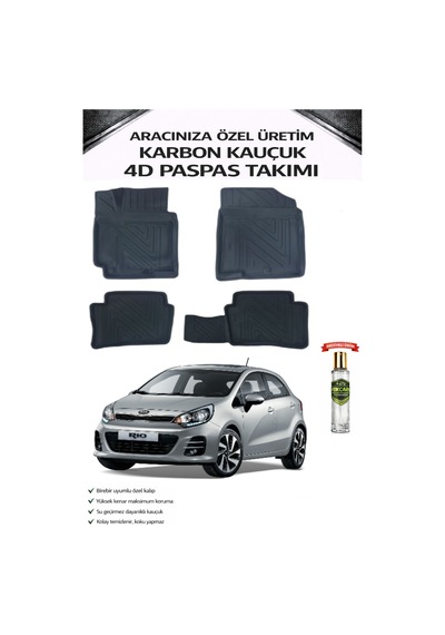 Kia Rio Hatchback 2016 Model Aracınıza Özel Karbon Kauçuk Paspas Takımı