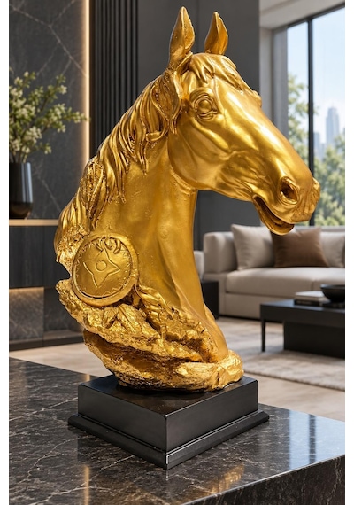 Crearthome At Figürlü Biblo, Obje Gold Dekoratif Aksesuar