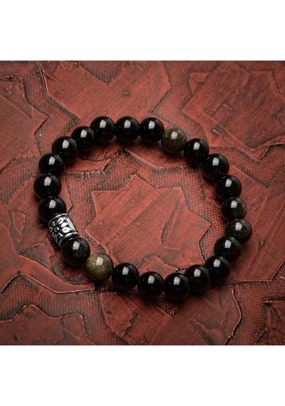 Saff Doğaltaş Obsidyen Doğal Taş Bileklik - 8 MM Çok Renkli