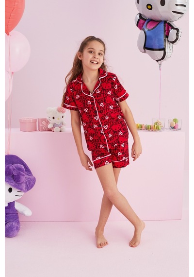 Siyah İnci Lisanslı %100 Pamuk Çok Renkli Düğmeli Biyeli Şort Pijama Takım Hk158 Kırmızı Siyah İnci Lisanslı %100 Pamuk Çok Renkli Düğmeli Biyeli Şort Pijama Takım Hk158 Kırmızı