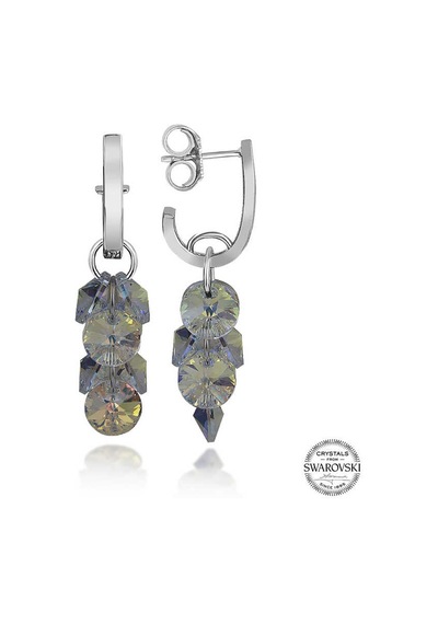 Swarovski Crystal Taşlı Gümüş Salkım Sallantılı Çivili Kadın Küpe Diğer