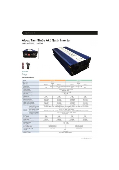 Alpex 2000 Watt 24 Volt Ups Şebeke Şarjlı Tam Sinüs İnverter