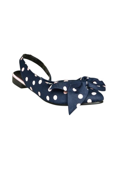 Fox Shoes H726809004 Lacivert Puantiye/pudra Kumaş Kadın Babet Lacivert Puantiye/pudra-kumaş