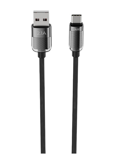 Knit Glam 2.1A Hızlı Şarj Destekli Usb-A To Type-C Şarj Ve Data Aktarım Kablosu 1 Metre Siyah