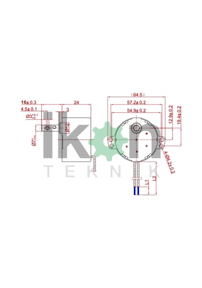 İKON TEKNİK AC SENKRON MOTOR TYC 50 4 Watt 20 RPM 220 Volt CW/CCW ÇİFT YÖNLÜ ŞÖMİNE ÇEVİRME MOTORU