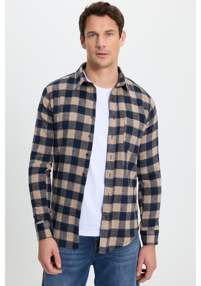 Tudors Erkek Slim Fit Dar Kesim Uzun Kollu Cepli Kareli Dama Desenli Kışlık Oduncu Gömlek-41696 Çok Renkli Tudors Erkek Slim Fit Dar Kesim Uzun Kollu Cepli Kareli Dama Desenli Kışlık Oduncu Gömlek-41696 Çok Renkli