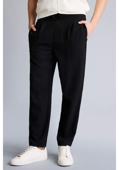 Defacto Relax Fıt Kısa Paça Keten Görünümlü Pantolon E4790ax26smbk27 Siyah-bk27