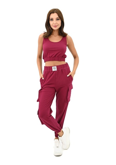 Koza Butik Kadın Askılı Crop Bluz Detaylı Eşofman Takımı 3715-23 001
