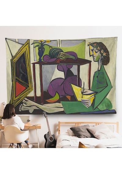 Pablo Picasso - İç Mekanda Bir Kız Çizimi Duvar Örtüsü-7081