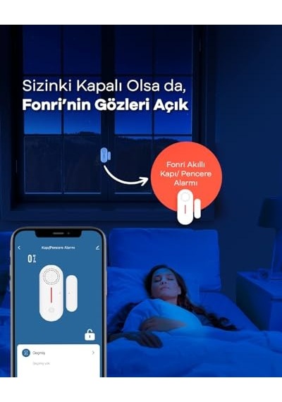 Akıllı Kablosuz Kapı Pencere Alarmı, Mobil Bildirim, Wifi, Uzaktan Takip, 2 Yıl li Ve Tuya Destekli 1