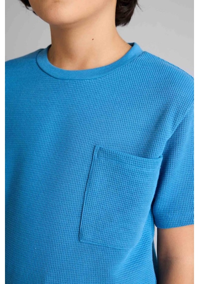Defacto Regular Fıt Waffle 2'li Pijama Takımı Erkek Çocuk D9993A825SM Mavi