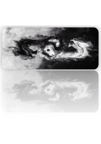 Yın Yang Ejderha Baskılı 90x40 Kaymaz Taban Mousepad 90x40cm