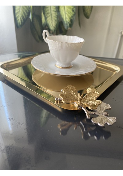 KARE KELEBEKLİ GOLD TEPSİ 6 ADET 1. KALİTE  (HEDİYELİ) KAHVE SÖZ