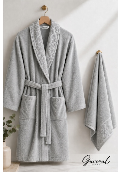 Layla Soft Unisex Bornoz Bornoz Erkek Bornoz Kadın Bornoz Hediyelik Sabahlık Çeyiz Gri