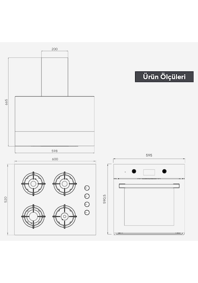 Kumtel Digital Plus B66-SF3(DDT) + KO-40 TAHDF + DA6-835 15 Programlı Ankastre Set
