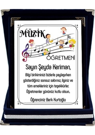 Müzik Öğretmenine Hediye Isim Baskılı Plaket