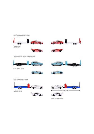 Majorette Porsche Motorsport Race Trailer Porsche Panamera Turbo + 935 K3