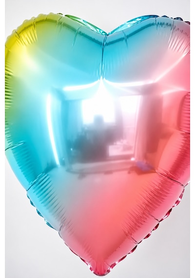 Folyo Balon Kalp Rainbow 24 İnç 60 Cm Renkli Doğum Günü Nişan Söz Düğün Parti Süsleme Balonu Çok Renkli
