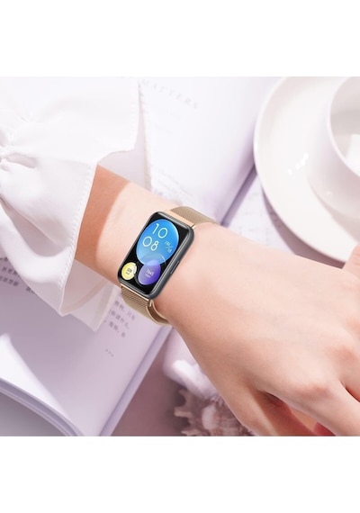 Huawei Watch Fit 2 Uyumlu Metal Hasır Manyetik Kordon Paslanmaz Çelik, Şık & Dayanıklı