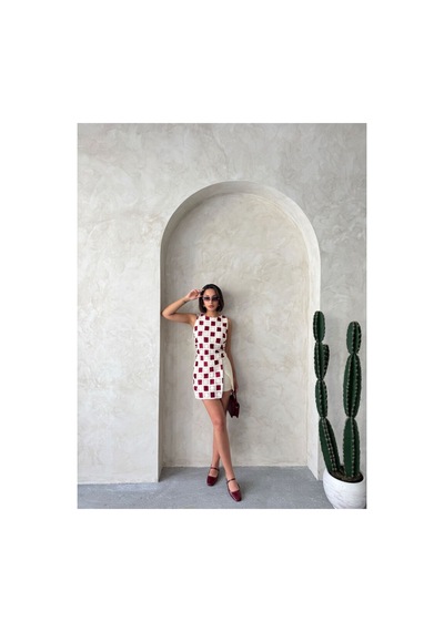 Verymoda Dama Desen Tığ İşi Toptan Bluz Ham Bordo