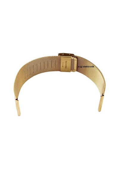 Ince Hasır Metal Saat Kordonu Sarı Çelik Hasır Kordon 24Mm Kayış