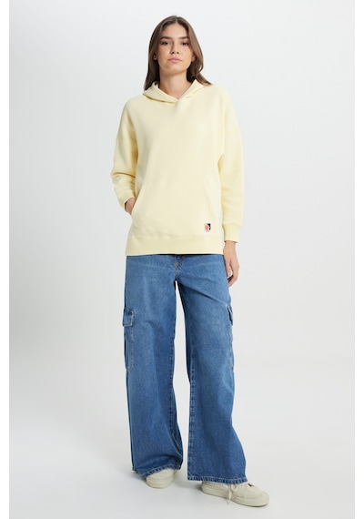 Loose Fit Rahat Kesim Kapüşonlu İçi Polarlı Sarı Sweatshirt W242706200 Sarı