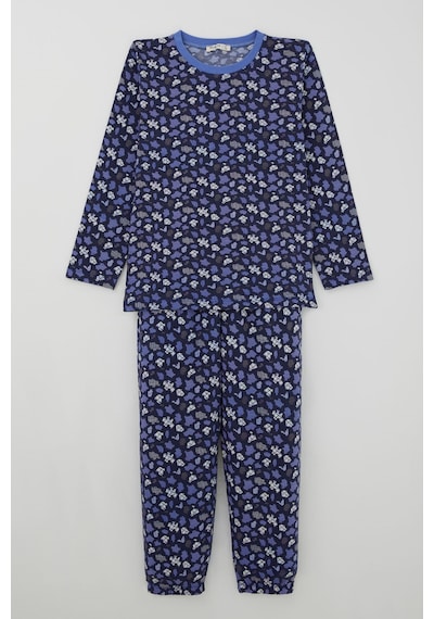 Breeze Erkek Çocuk Pijama Takımı Modern Kare & Kamuflaj Desenli 4-8 Yaş , Morcivert