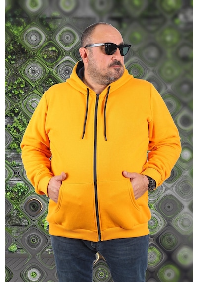 Moc Grande Mocgrande Büyük Beden Unisex Kapüşonlu 3Ip Sweat 11701 Hardal