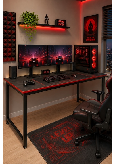 Siyah/kırmızı Oyuncu Masası 60x140, Çalışma Masası, Bilgisayar Masası, Gamer Masa, Metal Ayaklı Siyah/kırmızı Oyuncu Masası 60x140, Çalışma Masası, Bilgisayar Masası, Gamer Masa, Metal Ayaklı